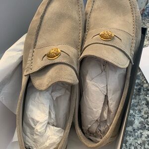 Men shoes by Versace size 10.5 suede excellently conditions,tan color